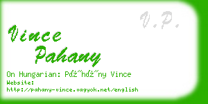 vince pahany business card